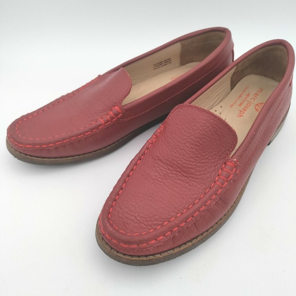 Marc Joseph Loafers Women's 5 EU 35 Slip On Red Leather Comfort Flats Career